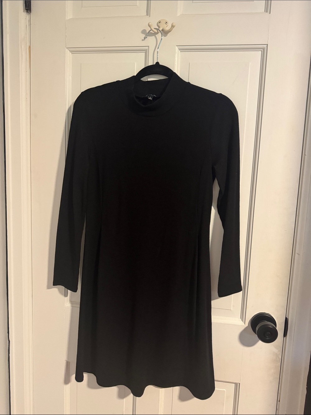 Madewell Classic Black Mock-Neck Ribbed Women's Dress